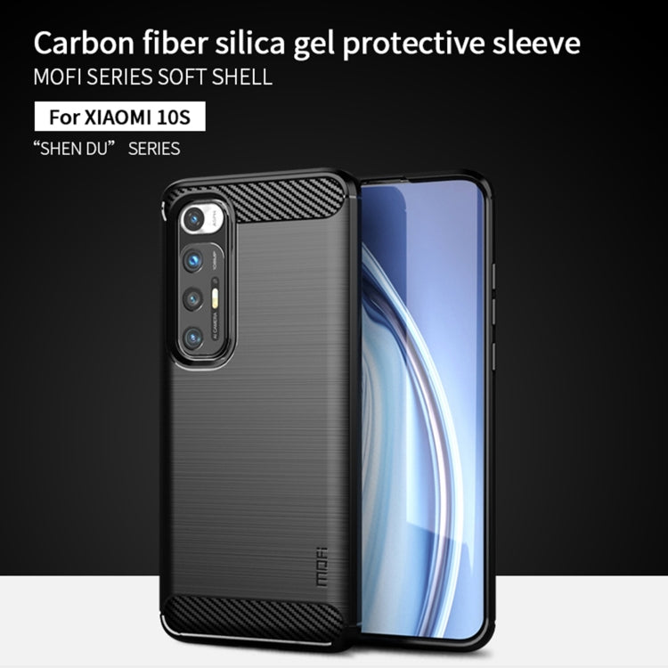 For Xiaomi Mi 10S MOFI Gentleness Series Brushed Texture Carbon Fiber Soft TPU Case(Blue) - Xiaomi Cases by MOFI | Online Shopping South Africa | PMC Jewellery | Buy Now Pay Later Mobicred