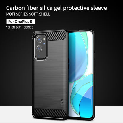 For OnePlus 9 MOFI Gentleness Series Brushed Texture Carbon Fiber Soft TPU Case(Blue) - OnePlus Cases by MOFI | Online Shopping South Africa | PMC Jewellery