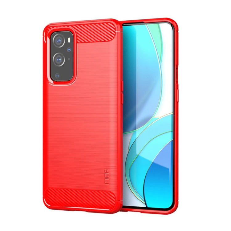 For OnePlus 9 MOFI Gentleness Series Brushed Texture Carbon Fiber Soft TPU Case(Red) - OnePlus Cases by MOFI | Online Shopping South Africa | PMC Jewellery | Buy Now Pay Later Mobicred