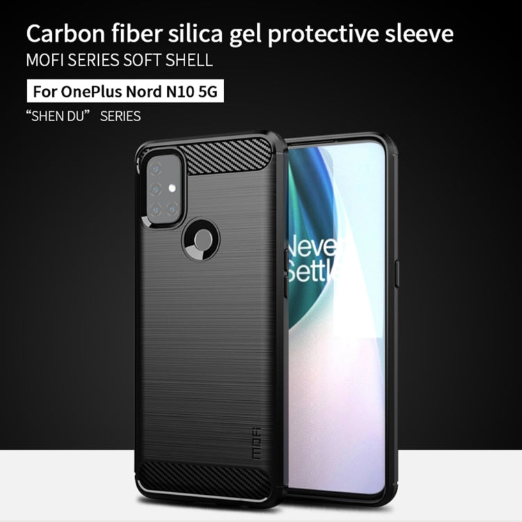 For OnePlus Nord N10 5G MOFI Gentleness Series Brushed Texture Carbon Fiber Soft TPU Case(Grey) - OnePlus Cases by MOFI | Online Shopping South Africa | PMC Jewellery