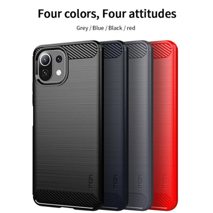 For Xiaomi Mi 11 Lite MOFI Gentleness Series Brushed Texture Carbon Fiber Soft TPU Case(Red) - Xiaomi Cases by MOFI | Online Shopping South Africa | PMC Jewellery | Buy Now Pay Later Mobicred