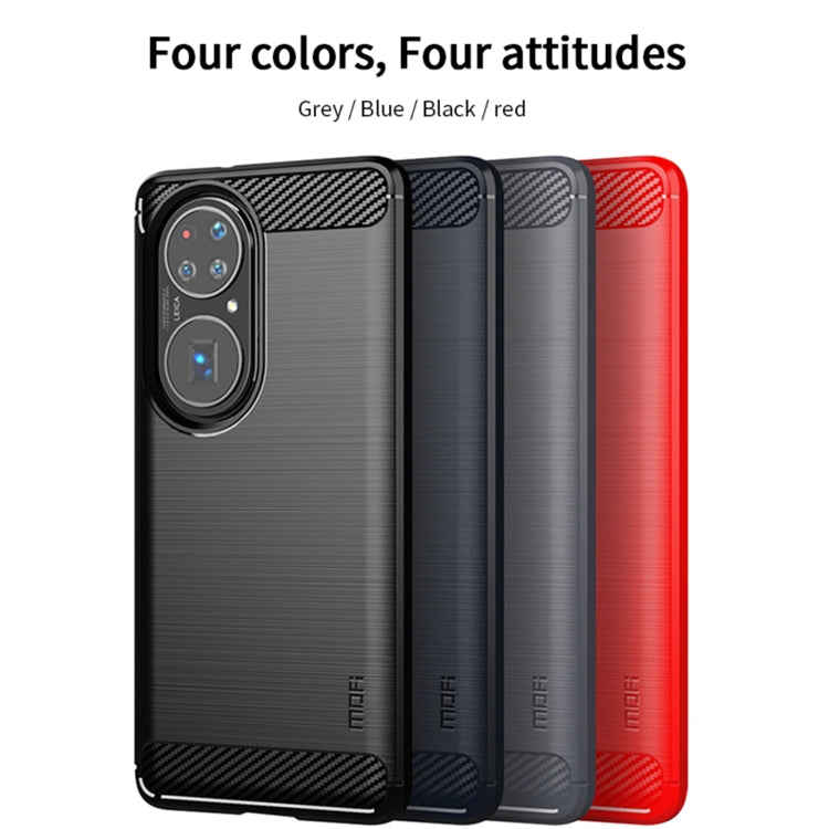 For Huawei P50 Pro MOFI Gentleness Series Brushed Texture Carbon Fiber Soft TPU Case(Blue) - Huawei Cases by MOFI | Online Shopping South Africa | PMC Jewellery