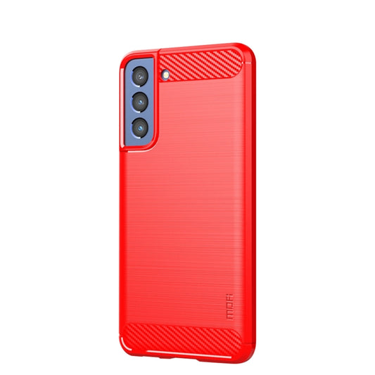 For Samsung Galaxy S21 FE MOFI Gentleness Series Brushed Texture Carbon Fiber Soft TPU Case(Red) - Galaxy Phone Cases by MOFI | Online Shopping South Africa | PMC Jewellery