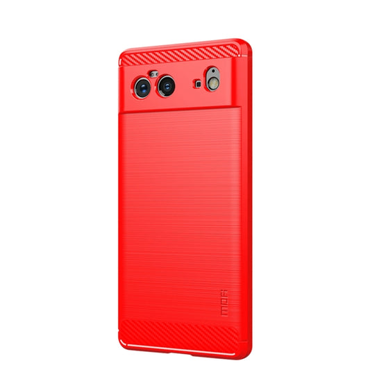 For Google Pixel 6 MOFI Gentleness Series Brushed Texture Carbon Fiber Soft TPU Case(Red) - Google Cases by MOFI | Online Shopping South Africa | PMC Jewellery