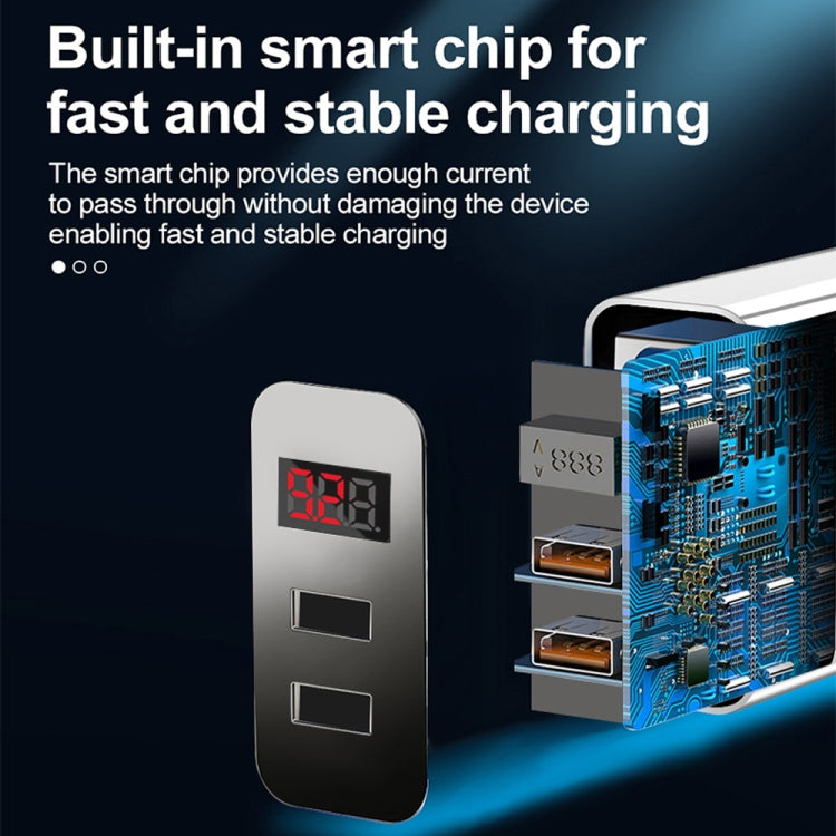 F002C QC3.0 USB + USB 2.0 Fast Charger with LED Digital Display for Mobile Phones and Tablets, EU Plug(Black) - free shipping - PMC TechLife - Order now!