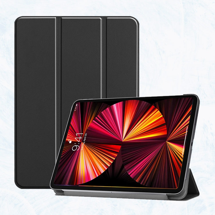 For iPad Pro 11 2022 / 2021 / 2020 ENKAY 3-Folding Shockproof PC Cover Custer Texture PU Leather Tablet Case with Holder & Sleep / Wake-up Function(Black) - free shipping - PMc TechLife - Order now!