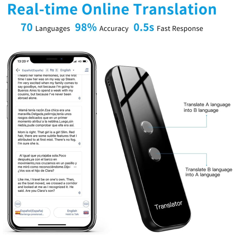 G6 Portable Instant Real Time Voice Translator Multi Language Voice Personal Travel Assistant Translator(Gray) -  by PMC TechLife | Online Shopping South Africa | PMC TechLife