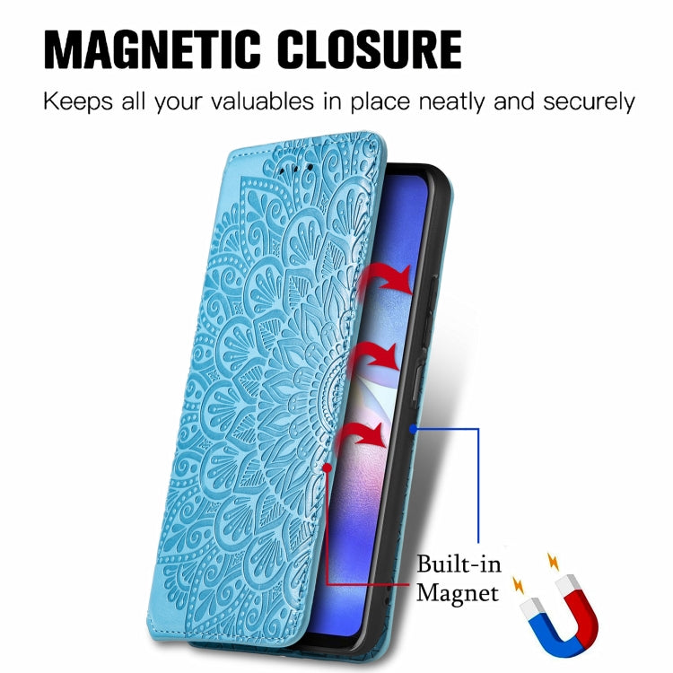 For Blackview A90 Blooming Mandala Embossed Pattern Magnetic Horizontal Flip Leather Case with Holder & Card Slots & Wallet(Blue) - More Brand by PMC Jewellery | Online Shopping South Africa | PMC Jewellery | Buy Now Pay Later Mobicred
