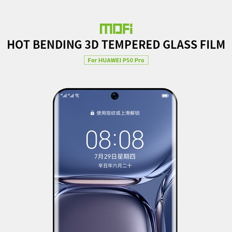 For Huawei P50 Pro MOFI 9H 3D Explosion Proof Thermal Bending Full Screen Covered Tempered Glass Film(Black) - Huawei Tempered Glass by MOFI | Online Shopping South Africa | PMC Jewellery