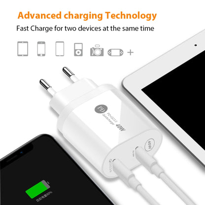 40W Dual Port PD / Type-C Fast Charger with Type-C to 8 Pin Data Cable, US Plug(White) - USB Charger by PMC Jewellery | Online Shopping South Africa | PMC Jewellery | Buy Now Pay Later Mobicred