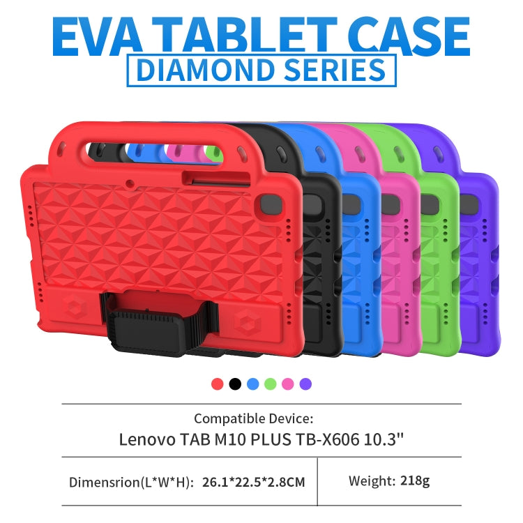 For Lenovo Tab M10 Plus TB-X606 10.3 Diamond Series EVA Anti-Fall Shockproof Sleeve Protective Shell Case with Holder & Strap(Green) - free shipping - PMC TechLife - Order now!