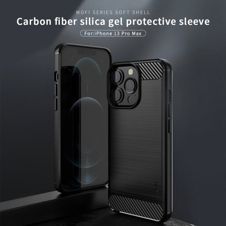 For iPhone 13 Pro Max MOFI Gentleness Series Brushed Texture Carbon Fiber Soft TPU Case  (Black) - iPhone 13 Pro Max Cases by MOFI | Online Shopping South Africa | PMC Jewellery | Buy Now Pay Later Mobicred