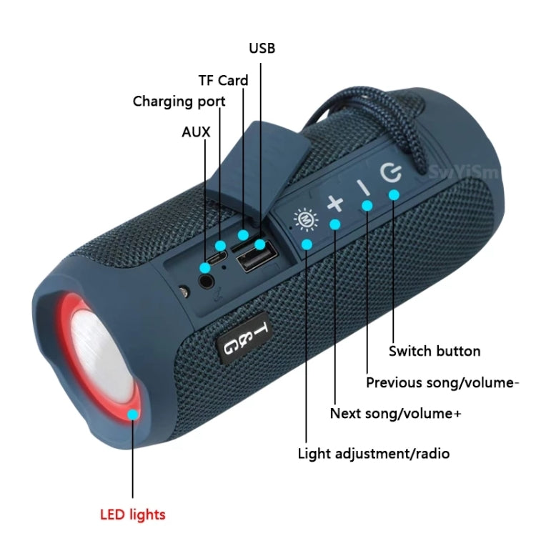 T&G TG227 Outdoor Portable Waterproof Bluetooth Music Speaker with LED Support FM / TF / USB(Black) - Desktop Speaker by T&G | Online Shopping South Africa | PMC Jewellery | Buy Now Pay Later Mobicred