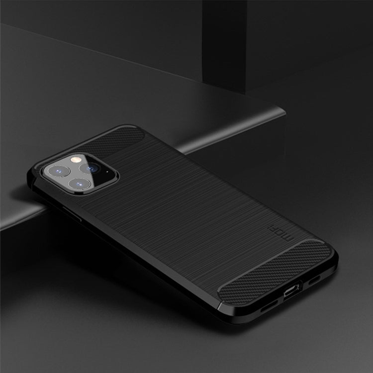 For iPhone 12 / 12 Pro MOF Gentleness Series Brushed Texture Carbon Fiber Soft TPU Case(Black) - iPhone 12 / 12 Pro Cases by MOFI | Online Shopping South Africa | PMC Jewellery