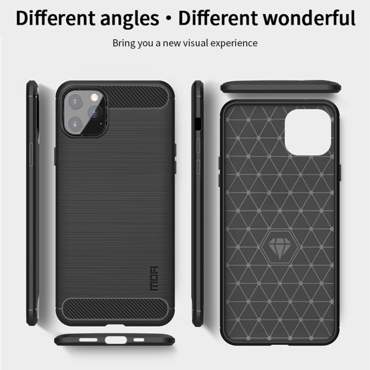 For iPhone 12 / 12 Pro MOF Gentleness Series Brushed Texture Carbon Fiber Soft TPU Case(Black) - iPhone 12 / 12 Pro Cases by MOFI | Online Shopping South Africa | PMC Jewellery