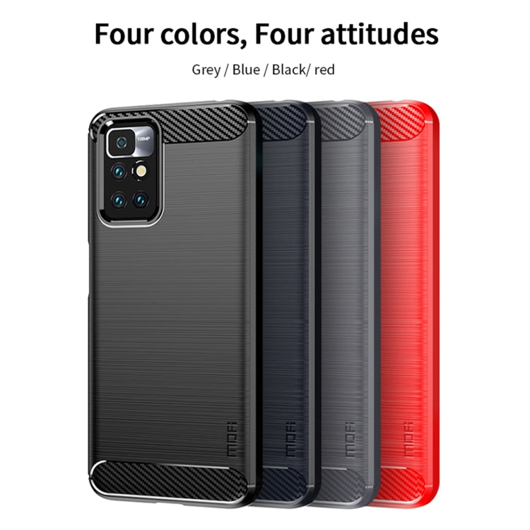 For Xiaomi Redmi 10 / 10 Prime MOFI Gentleness Series Brushed Texture Carbon Fiber Soft TPU Phone Case(Red) - Xiaomi Cases by MOFI | Online Shopping South Africa | PMC Jewellery