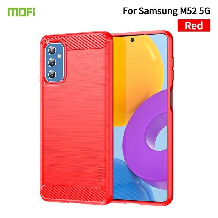 For Samsung Galaxy M52 5G MOFI Gentleness Series Brushed Texture Carbon Fiber Soft TPU Case(Red) - Galaxy Phone Cases by MOFI | Online Shopping South Africa | PMC Jewellery