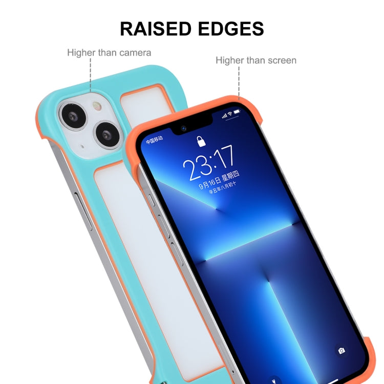 For iPhone 13 ENKAY Frameless Hollow Shockproof PC Case(Blue) - iPhone 13 Cases by ENKAY | Online Shopping South Africa | PMC Jewellery | Buy Now Pay Later Mobicred