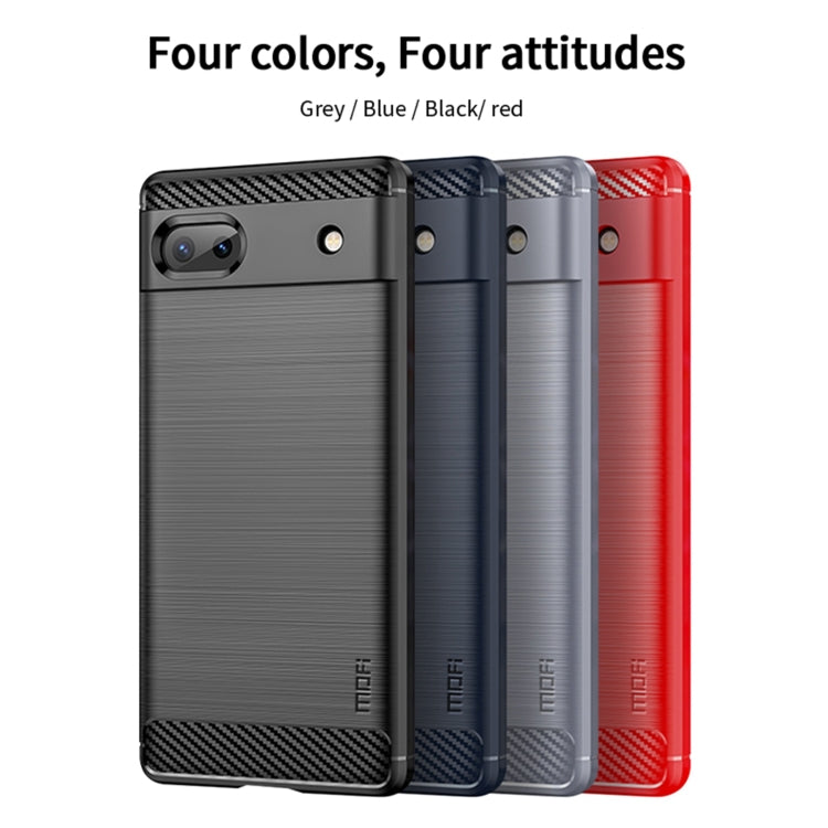 For Google Pixel 6A MOFI Gentleness Brushed Carbon Fiber Soft TPU Case(Red) - Google Cases by MOFI | Online Shopping South Africa | PMC Jewellery | Buy Now Pay Later Mobicred