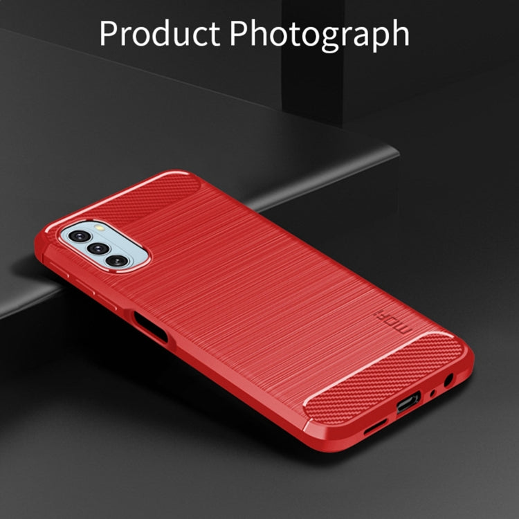 For Motorola Moto G51  5G MOFI Gentleness Brushed Carbon Fiber Soft TPU Case(Red) - Motorola Cases by MOFI | Online Shopping South Africa | PMC Jewellery | Buy Now Pay Later Mobicred