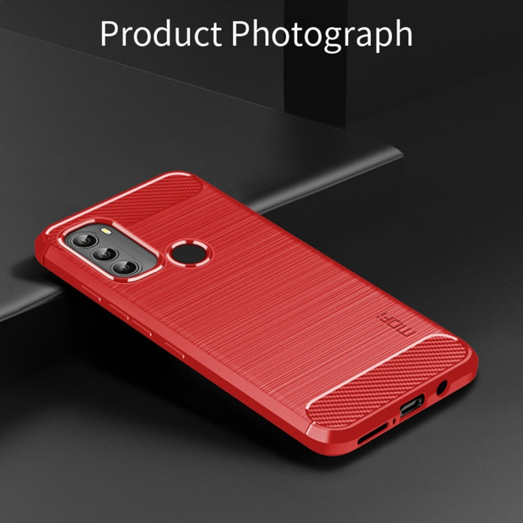 For Motorola Moto G71 5G MOFI Gentleness Brushed Carbon Fiber Soft TPU Case(Red) - Motorola Cases by MOFI | Online Shopping South Africa | PMC Jewellery | Buy Now Pay Later Mobicred