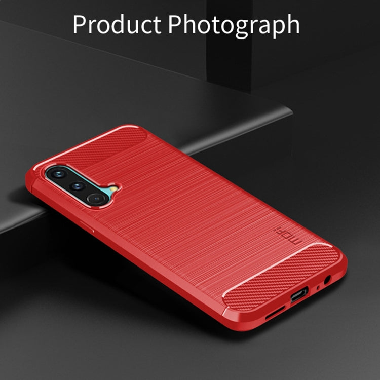 For OnePlus Nord CE 5G MOFI Gentleness Brushed Carbon Fiber Soft TPU Case(Red) - OnePlus Cases by MOFI | Online Shopping South Africa | PMC Jewellery