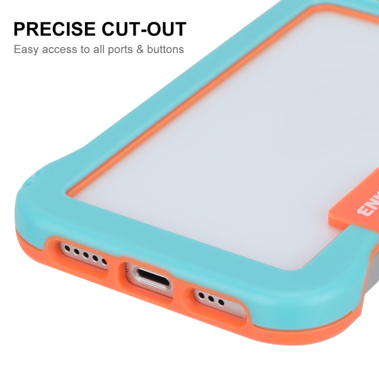 For iPhone 13 ENKAY Frameless Hollow PC Case + Glass Film(Blue) - iPhone 13 Cases by ENKAY | Online Shopping South Africa | PMC Jewellery | Buy Now Pay Later Mobicred