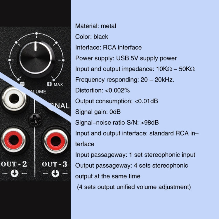 1 In 4 Out Audio Frequency Signal Distribute Device Non Consumption Output RCA Interface -  by PMC TechLife | Online Shopping South Africa | PMC TechLife | Buy Now Pay Later Mobicred
