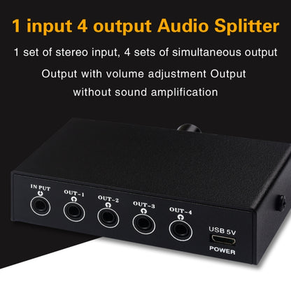 1 In 4 Out Audio Frequency Signal Splitter Distribute Device, Non Consumption, 3.5mm Interface Output -  by PMC Jewellery | Online Shopping South Africa | PMC Jewellery | Buy Now Pay Later Mobicred