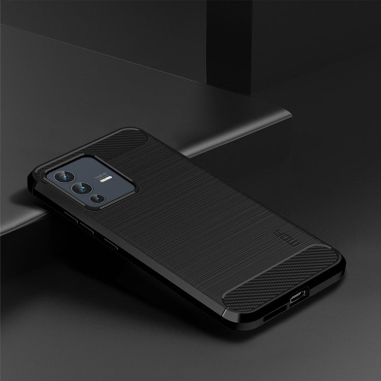 For vivo V23 5G/S12 MOFI Gentleness Series Brushed Texture Carbon Fiber Soft TPU Phone Case(Black) - vivo Cases by MOFI | Online Shopping South Africa | PMC Jewellery