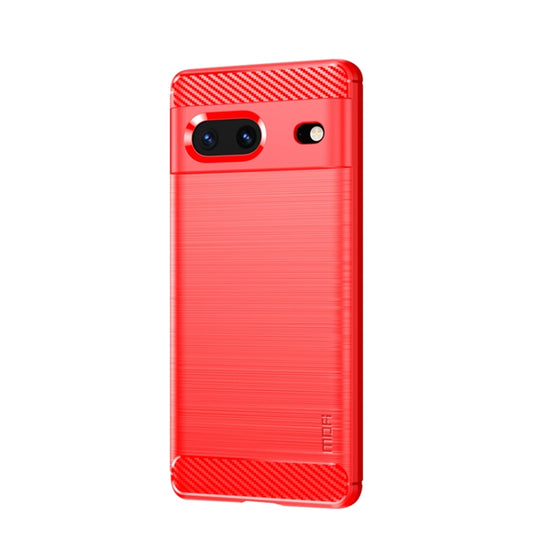 For Google pixel 7 5G MOFI Gentleness Series Brushed Texture Carbon Fiber TPU Phone Case(Red) - Google Cases by MOFI | Online Shopping South Africa | PMC Jewellery