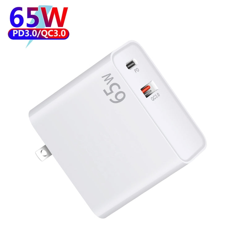 PD-65W USB-C / Type-C + QC3. 0 USB Laptop Charging Adapter, AU Plug / US Plug(White) - Cable & Adapter by PMC Jewellery | Online Shopping South Africa | PMC Jewellery | Buy Now Pay Later Mobicred