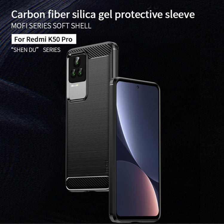 For Xiaomi Redmi K50 / K50 Pro MOFI Gentleness Brushed Carbon Fiber Soft TPU Case(Black) - Xiaomi Cases by MOFI | Online Shopping South Africa | PMC Jewellery