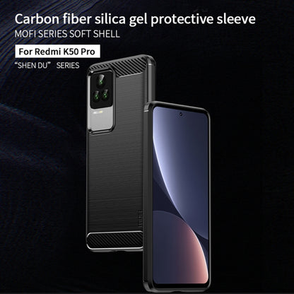 For Xiaomi Redmi K50 / K50 Pro MOFI Gentleness Brushed Carbon Fiber Soft TPU Case(Gray) - Xiaomi Cases by MOFI | Online Shopping South Africa | PMC Jewellery