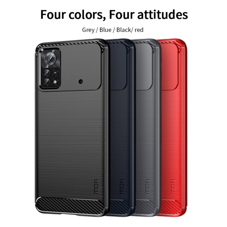 For Xiaomi Poco X4 Pro 5G MOFI Gentleness Brushed Carbon Fiber Soft TPU Case(Blue) - Xiaomi Cases by MOFI | Online Shopping South Africa | PMC Jewellery