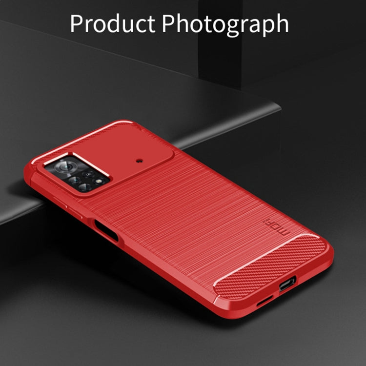 For Xiaomi Poco X4 Pro 5G MOFI Gentleness Brushed Carbon Fiber Soft TPU Case(Red) - Xiaomi Cases by MOFI | Online Shopping South Africa | PMC TechLife | Buy Now Pay Later Mobicred