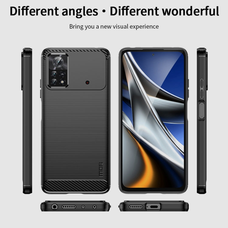 For Xiaomi Poco X4 Pro 5G MOFI Gentleness Brushed Carbon Fiber Soft TPU Case(Red) - Xiaomi Cases by MOFI | Online Shopping South Africa | PMC TechLife | Buy Now Pay Later Mobicred