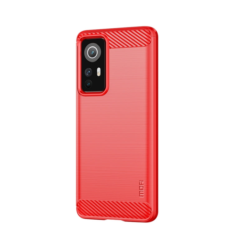 For Xiaomi 12 / 12X MOFI Gentleness Brushed Carbon Fiber Soft TPU Case(Red) - Xiaomi Cases by MOFI | Online Shopping South Africa | PMC TechLife | Buy Now Pay Later Mobicred