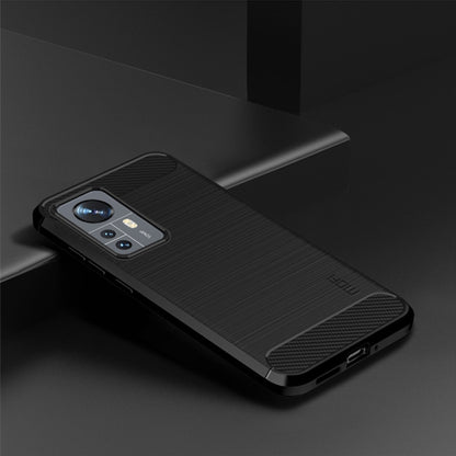 For Xiaomi 12 Pro MOFI Gentleness Brushed Carbon Fiber Soft TPU Case(Black) - Xiaomi Cases by MOFI | Online Shopping South Africa | PMC Jewellery | Buy Now Pay Later Mobicred