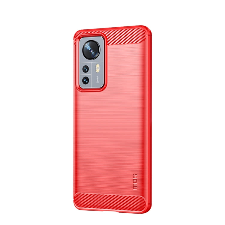 For Xiaomi 12 Pro MOFI Gentleness Brushed Carbon Fiber Soft TPU Case(Red) - free shipping - PMC TechLife - Order now!