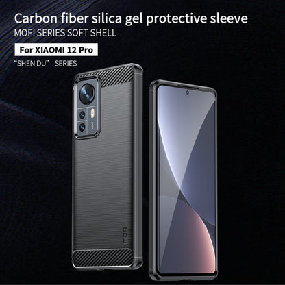 For Xiaomi 12 Pro MOFI Gentleness Brushed Carbon Fiber Soft TPU Case(Red) - Xiaomi Cases by MOFI | Online Shopping South Africa | PMC Jewellery | Buy Now Pay Later Mobicred