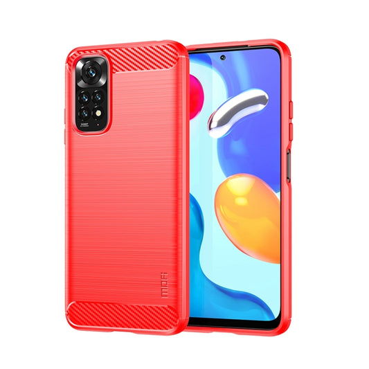 For Xiaomi Redmi Note 11 4G Global / Note 11S 4G MOFI Gentleness Brushed Carbon Fiber TPU Case(Red) - Xiaomi Cases by MOFI | Online Shopping South Africa | PMC Jewellery