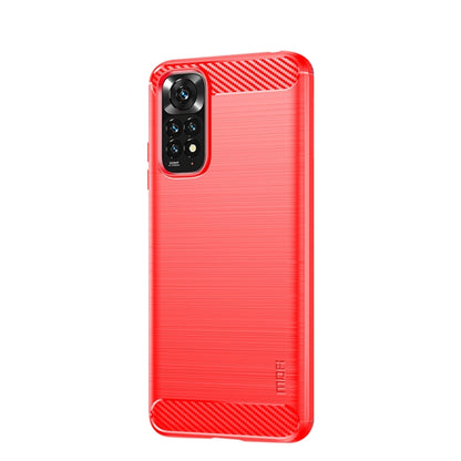 For Xiaomi Redmi Note 11 4G Global / Note 11S 4G MOFI Gentleness Brushed Carbon Fiber TPU Case(Red) - Xiaomi Cases by MOFI | Online Shopping South Africa | PMC Jewellery | Buy Now Pay Later Mobicred