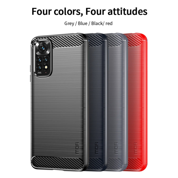 For Xiaomi Redmi Note 11 4G Global / Note 11S 4G MOFI Gentleness Brushed Carbon Fiber TPU Case(Red) - Xiaomi Cases by MOFI | Online Shopping South Africa | PMC Jewellery | Buy Now Pay Later Mobicred