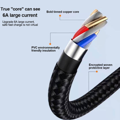 XJ-78 66W 6A 3 in 1 USB to 8 Pin + Type-C + Micro USB Super Flash Charging Cable, Length: 1.2m(Colour) - Multifunction Cable by PMC Jewellery | Online Shopping South Africa | PMC Jewellery | Buy Now Pay Later Mobicred