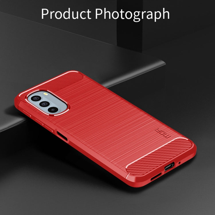 For Motorola Moto G31/G41 MOFI Gentleness Series Brushed Texture Carbon Fiber TPU Phone Case(Red) - Motorola Cases by MOFI | Online Shopping South Africa | PMC Jewellery