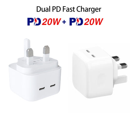 SDC-40W Dual PD USB-C / Type-C Charger for iPhone / iPad Series, UK Plug - USB Charger by PMC Jewellery | Online Shopping South Africa | PMC Jewellery | Buy Now Pay Later Mobicred