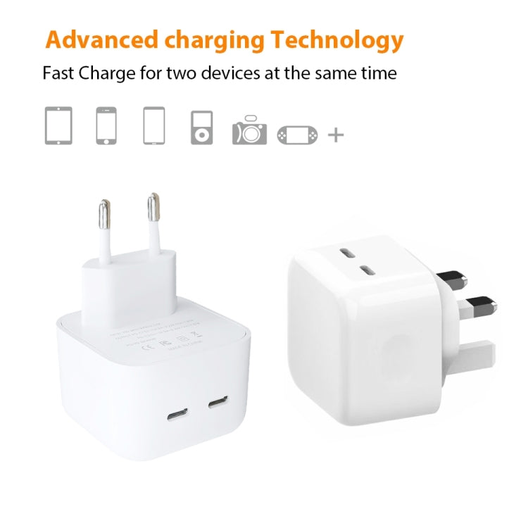 SDC-40W Dual PD USB-C / Type-C Charger for iPhone / iPad Series, UK Plug - USB Charger by PMC Jewellery | Online Shopping South Africa | PMC Jewellery | Buy Now Pay Later Mobicred