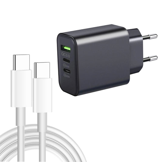 40W Dual PD + QC3.0 Ports Travel Charger with Type-C to Type-C Data Cable(EU Plug) - USB Charger by PMC Jewellery | Online Shopping South Africa | PMC Jewellery | Buy Now Pay Later Mobicred