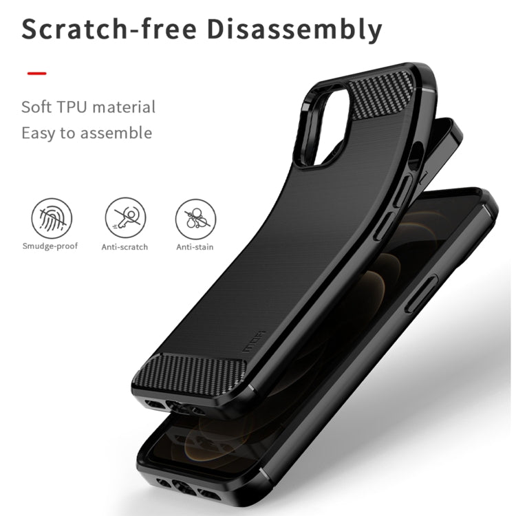 For iPhone 14 Plus MOFI Gentleness Brushed Texture Carbon Fiber TPU Phone Case  (Blue) - iPhone 14 Plus Cases by MOFI | Online Shopping South Africa | PMC TechLife